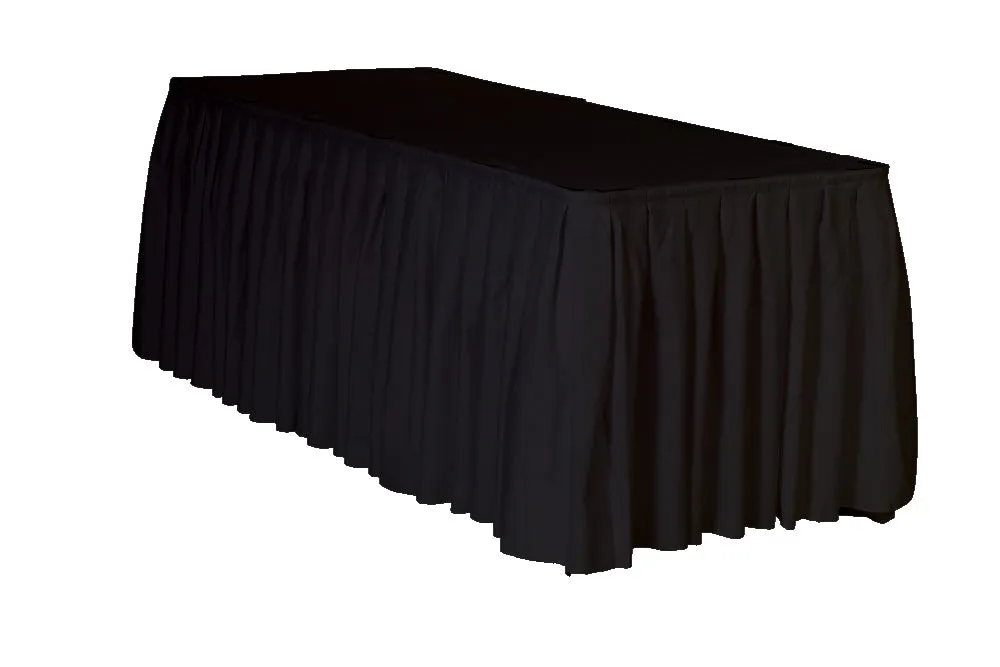 17 ft x 29 inch Polyester Pleated Table Skirt Black