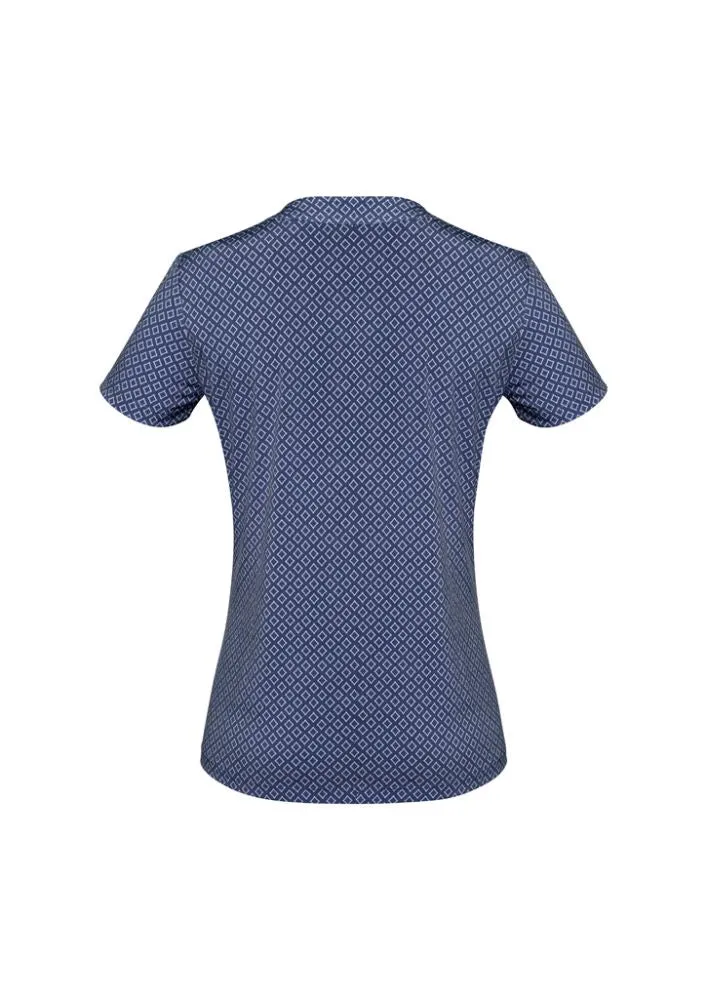 Advatex Ladies Ella Diamond Pleat Knit Top - Navy - 22 - Biz Collection