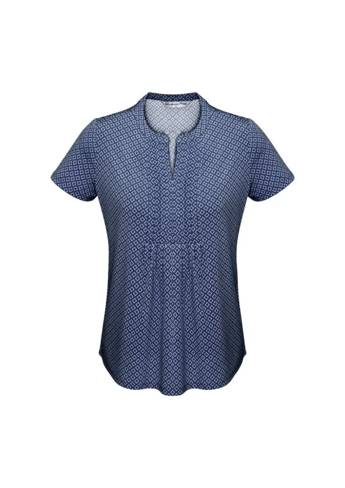 Advatex Ladies Ella Diamond Pleat Knit Top - Navy - 22 - Biz Collection