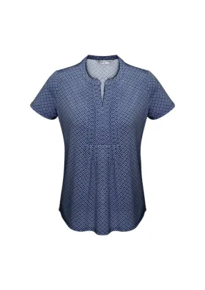 Advatex Ladies Ella Diamond Pleat Knit Top - Navy - 22 - Biz Collection