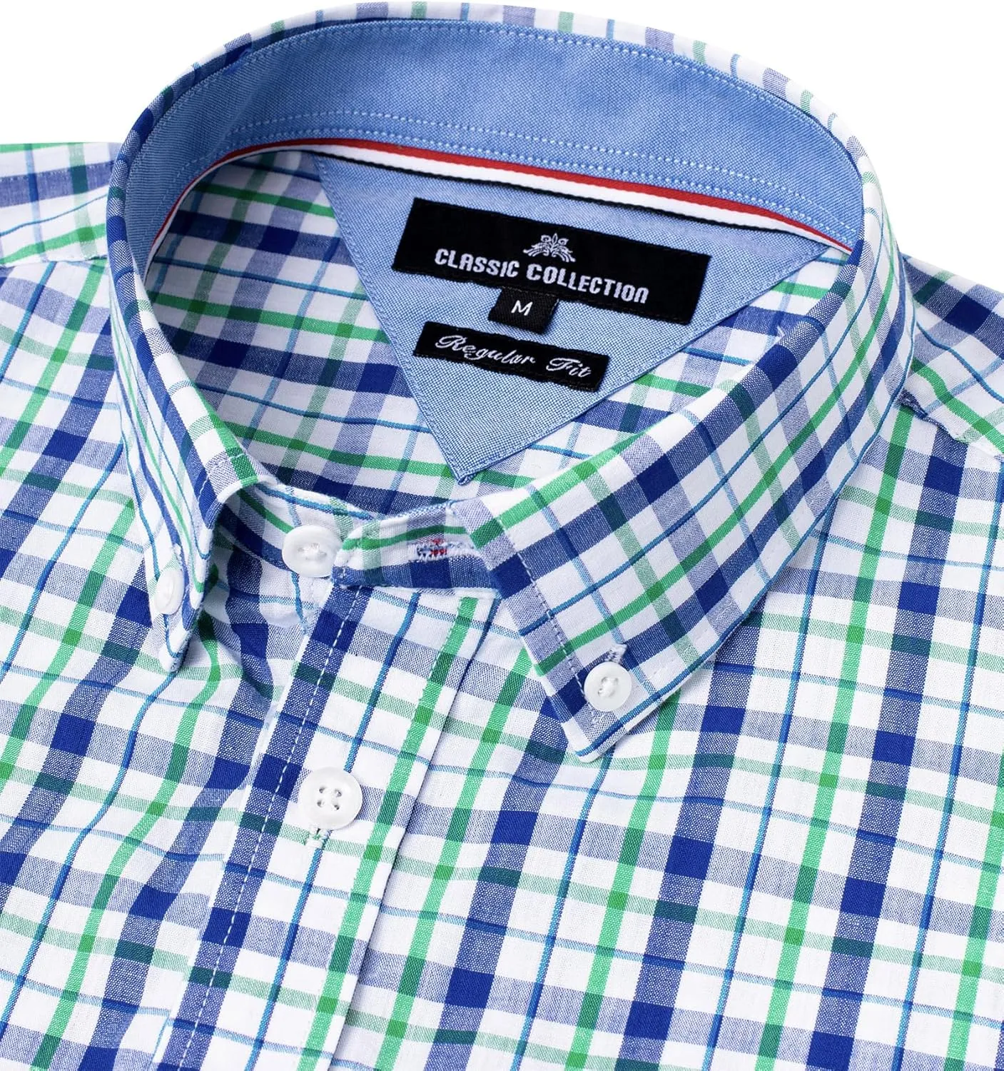 Alimens & Gentle Men's Plaid Button Down Shirts Cotton Long Sleeve Dress Shirts Regular Fit Gingham Shirts