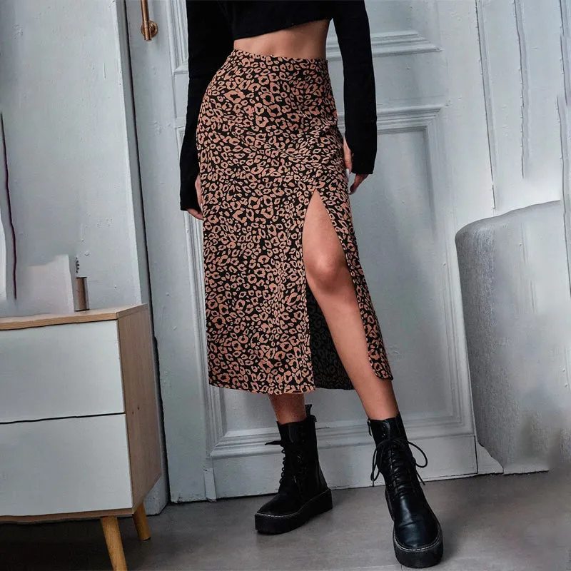 All Over Print Split Thigh Skirt