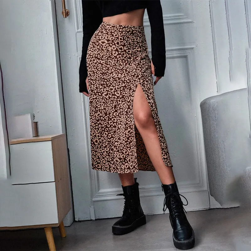 All Over Print Split Thigh Skirt