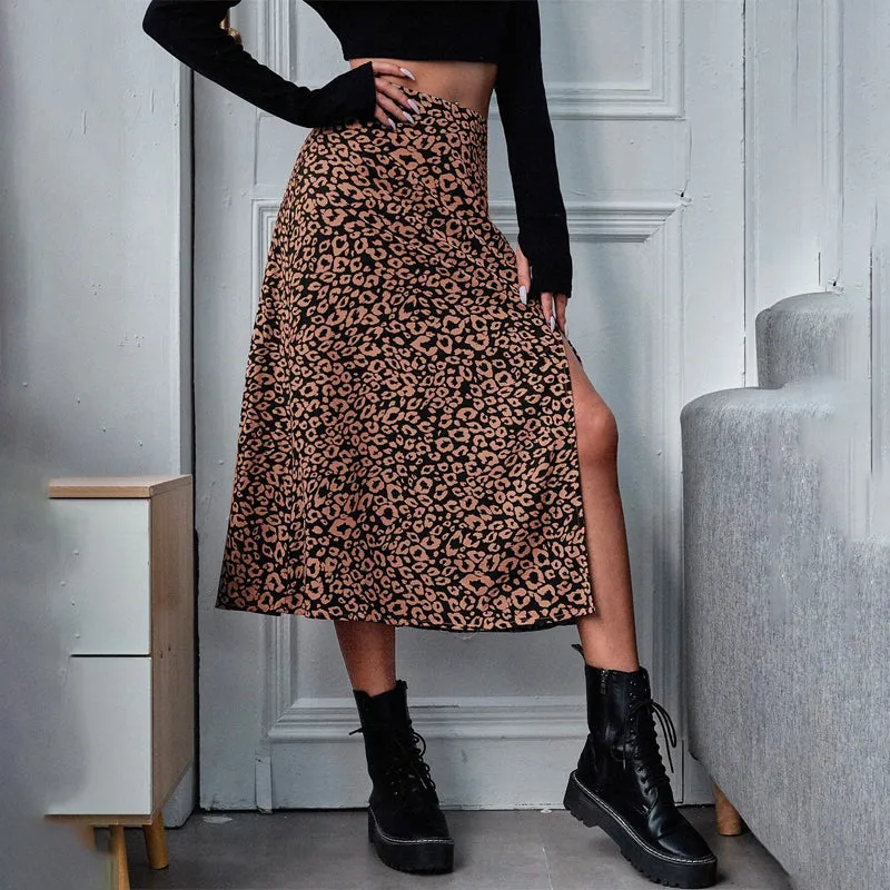 All Over Print Split Thigh Skirt