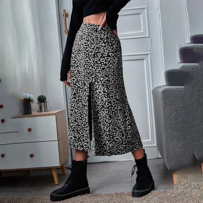 All Over Print Split Thigh Skirt