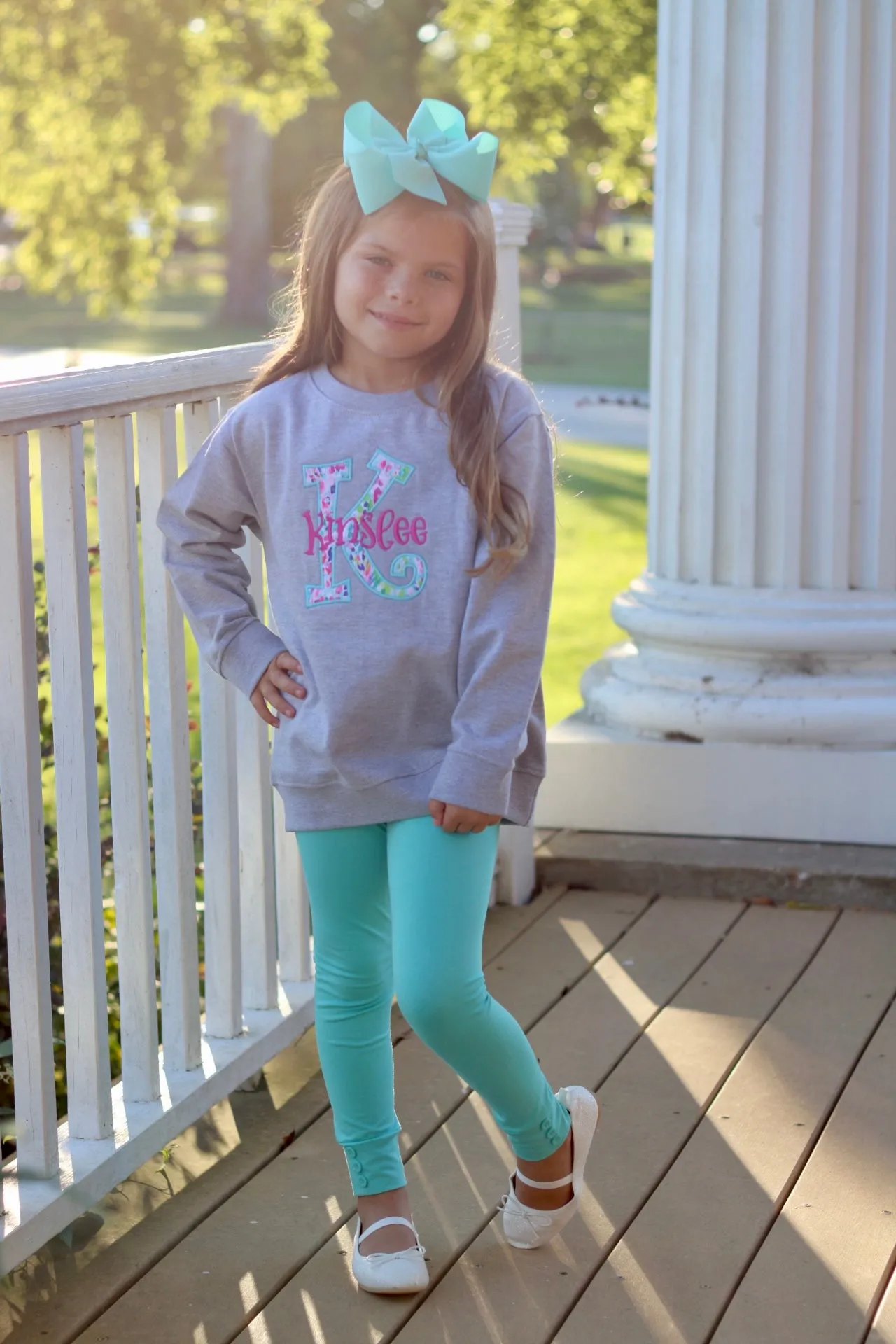 Aqua Button Leggings
