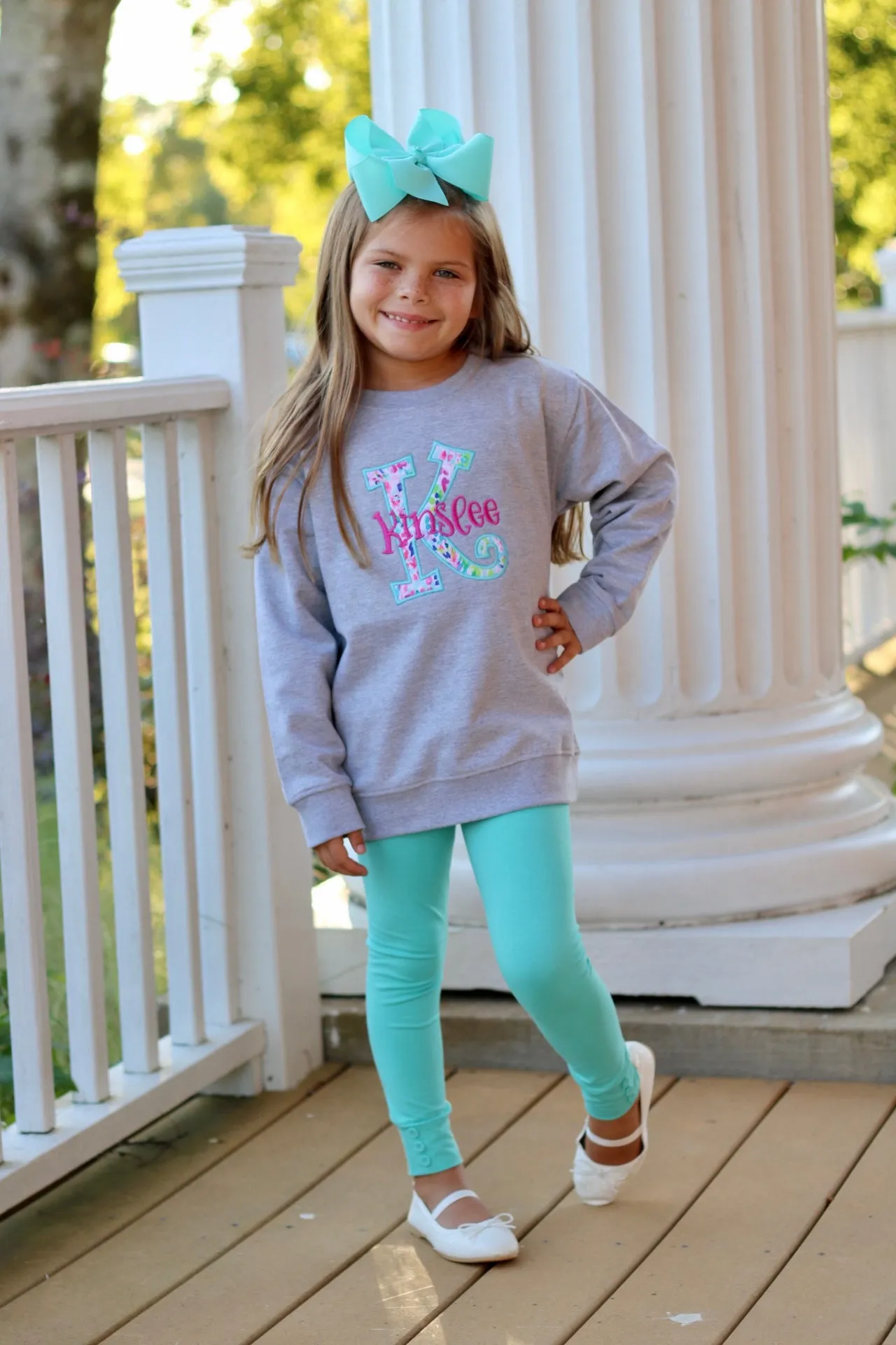 Aqua Button Leggings