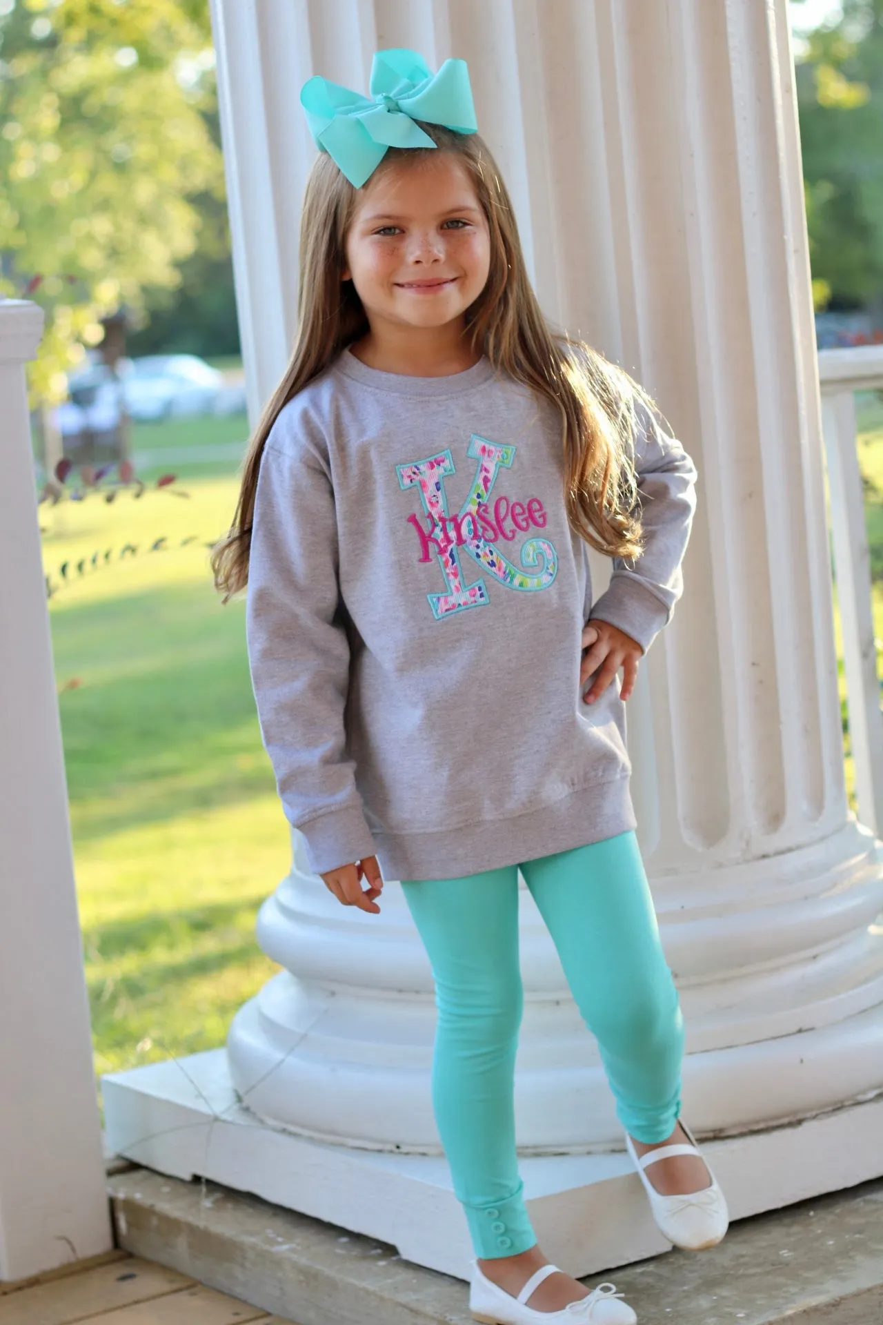 Aqua Button Leggings