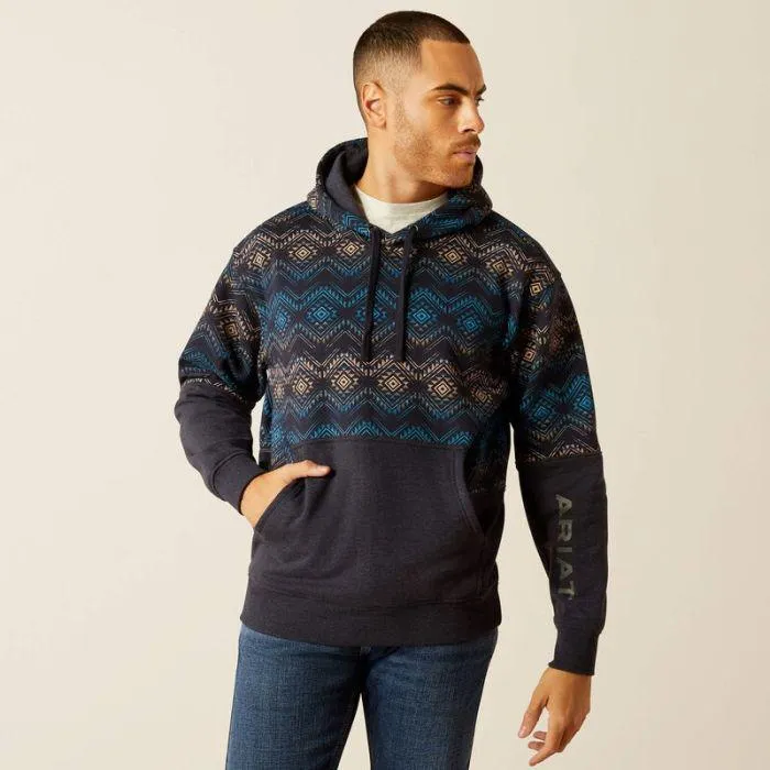 Ariat Men's Colour Block Hoodie Navy