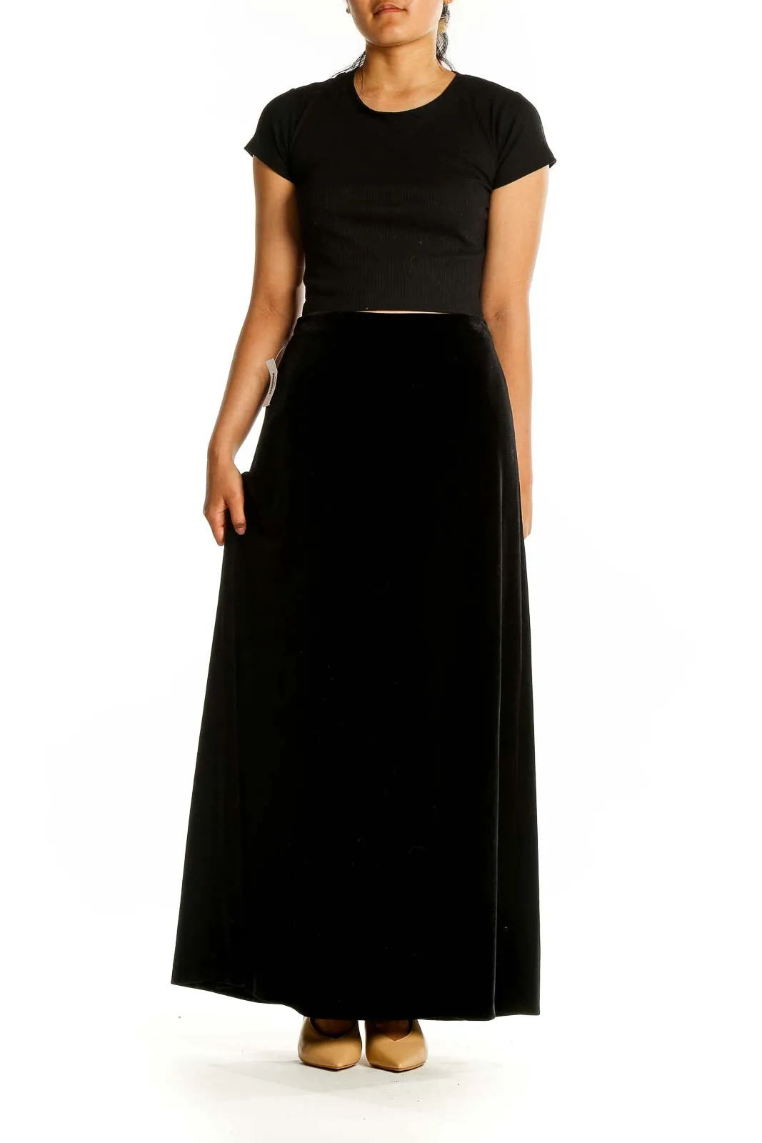 Black Velvet Maxi Skirt