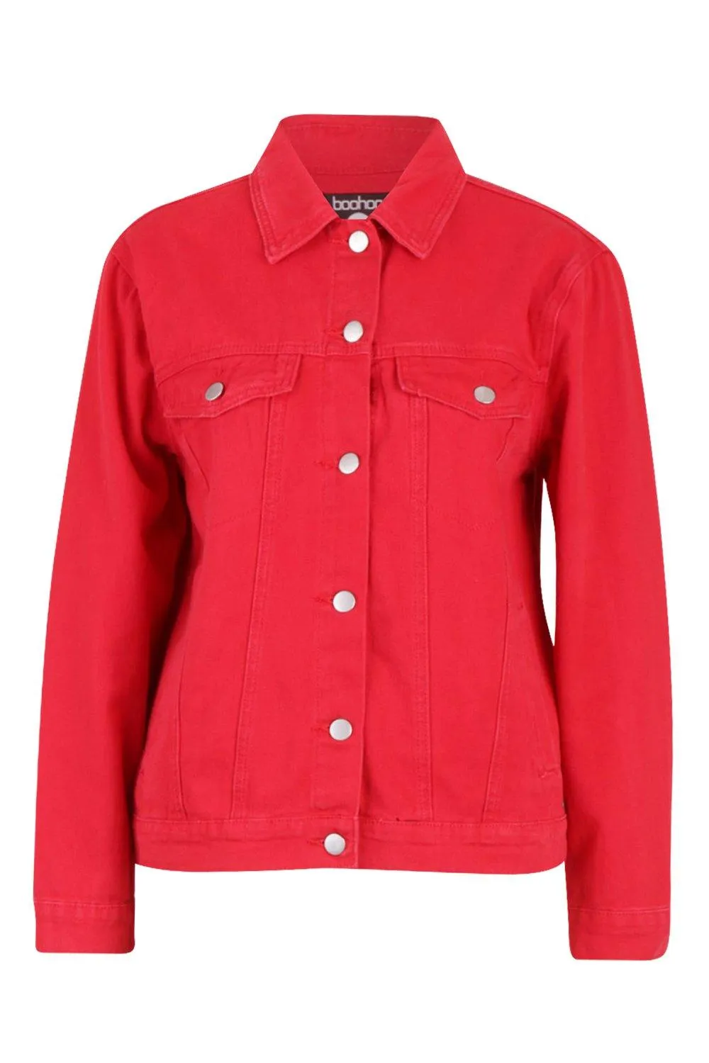 Boohoo Oversized Denim Jacket - Red