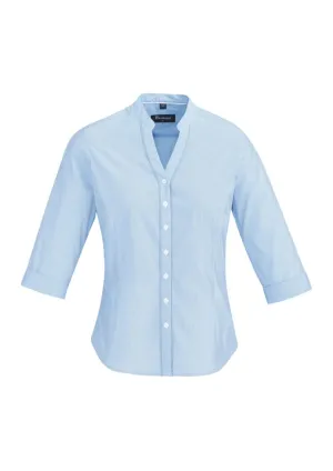 Bordeaux Ladies 3/4 Sleeve Shirt - Alaskan Blue - 6 - Biz Collection
