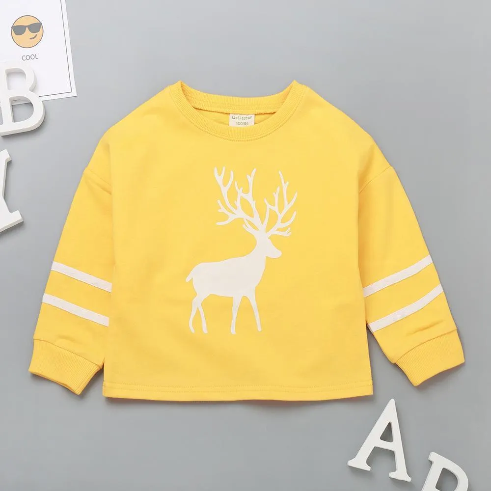 Boys Solid Cartoon Printed Long Sleeve Tops Wholesale