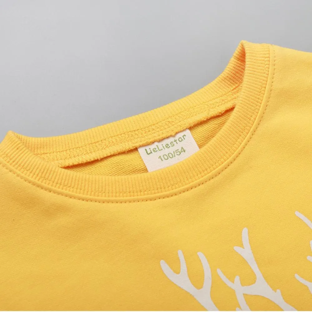 Boys Solid Cartoon Printed Long Sleeve Tops Wholesale