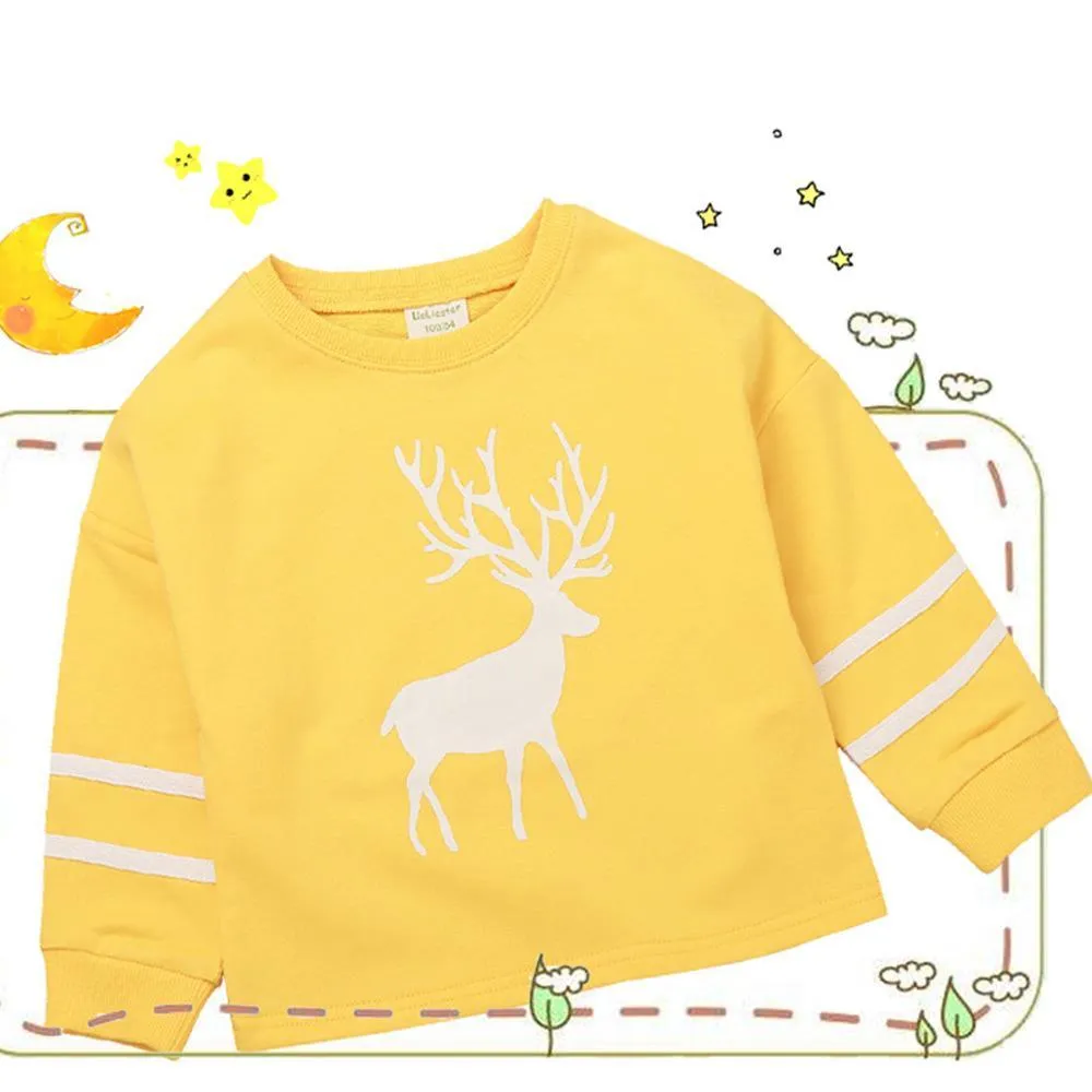 Boys Solid Cartoon Printed Long Sleeve Tops Wholesale