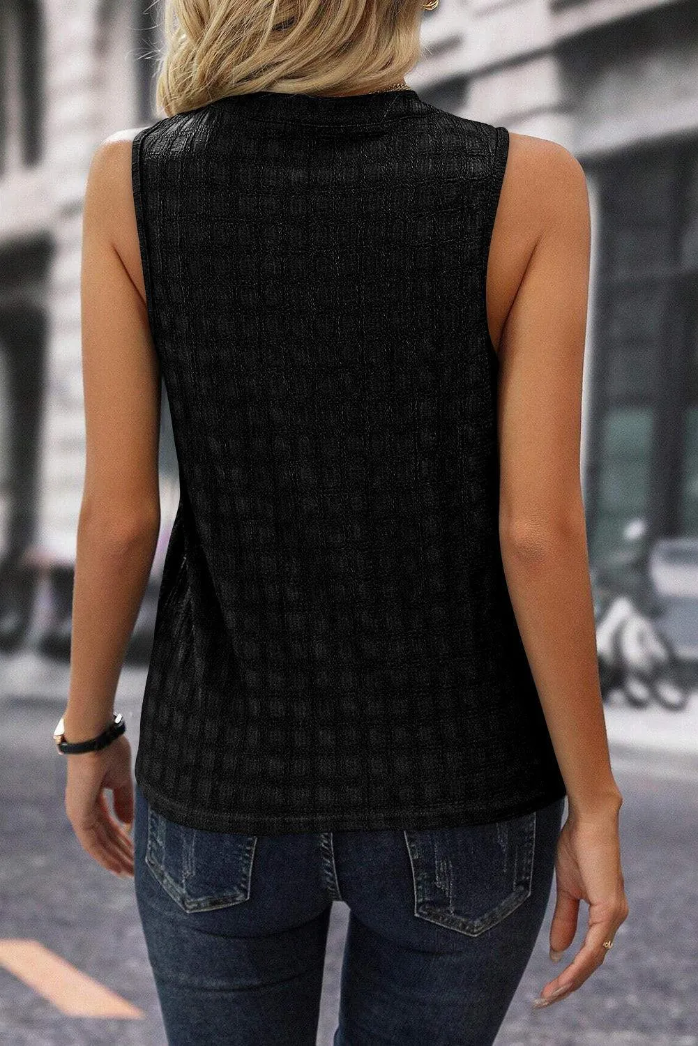 Confidently Chic Sleeveless Notched Tank Top