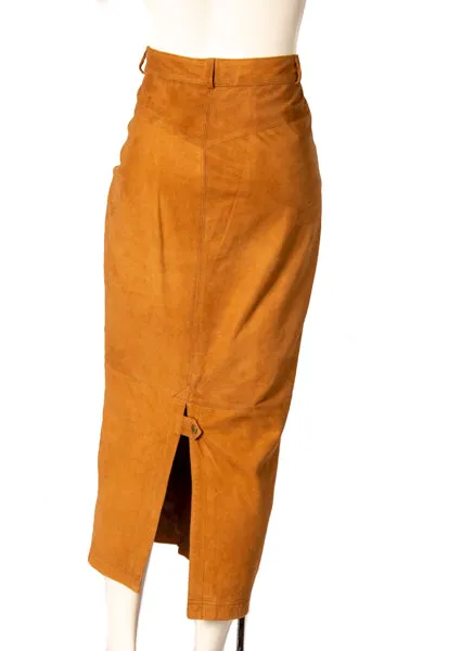 DKNY Women's Maxi Leather Skirt Brown Size 8 SKU 000299-2