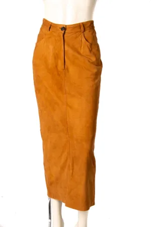 DKNY Women's Maxi Leather Skirt Brown Size 8 SKU 000299-2