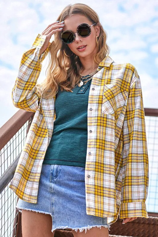 Dreamy Button Down Plaid Top