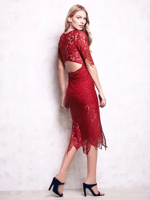 Elegant open lace see through dress