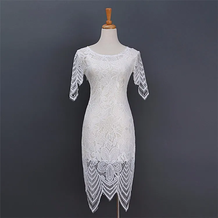Elegant open lace see through dress