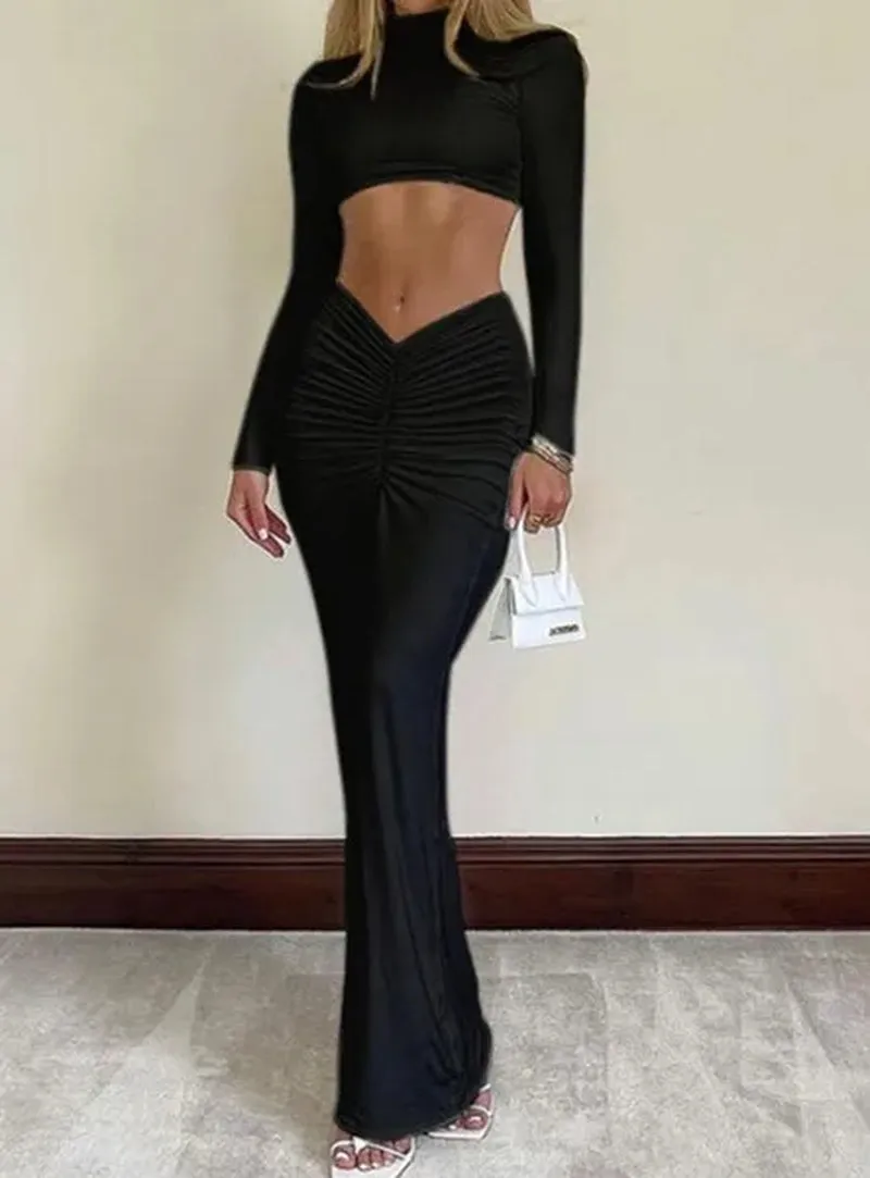 Elegantes langarm zweiteiler Kleid Elegant