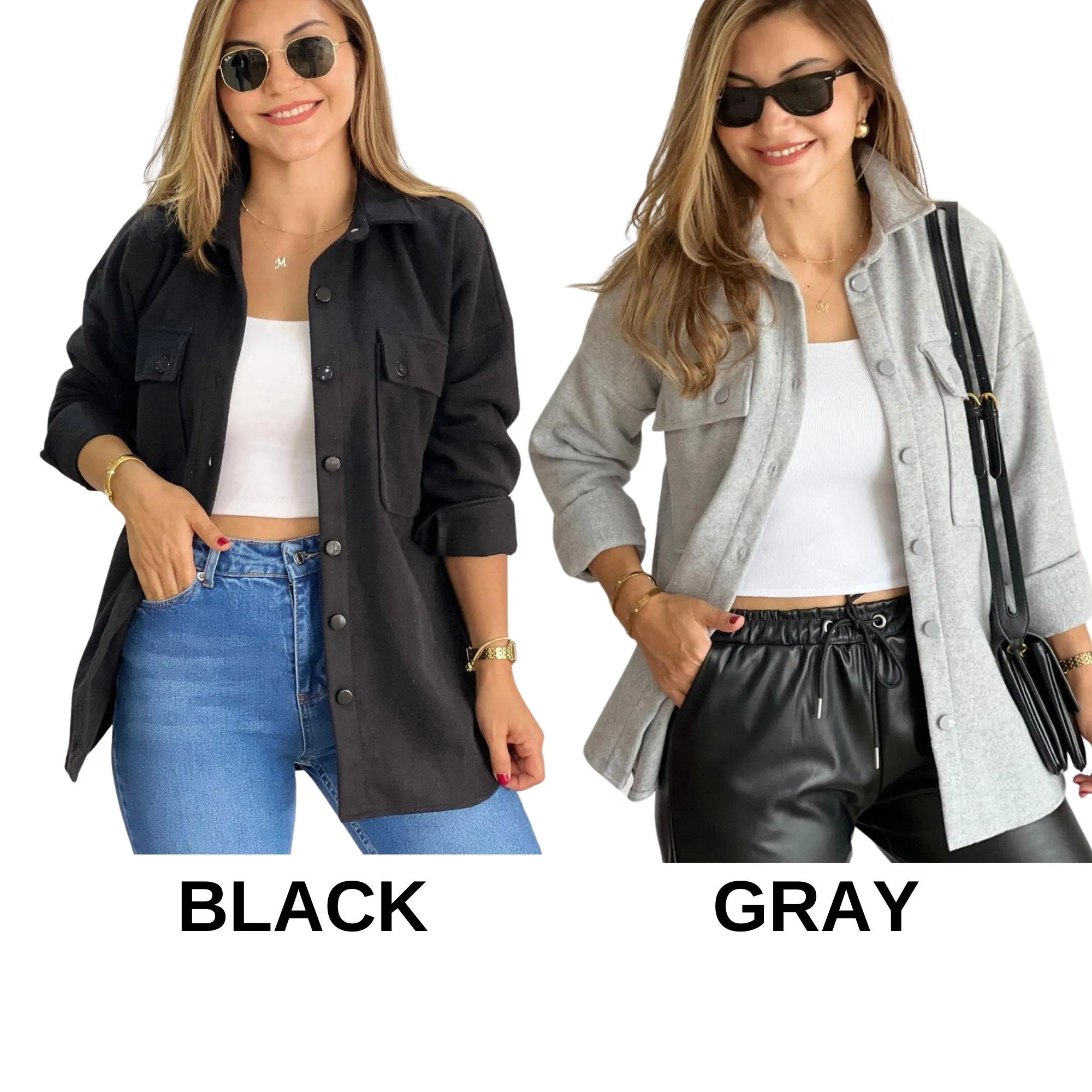 Emerald Green Long Sleeve Blouse Shacket
