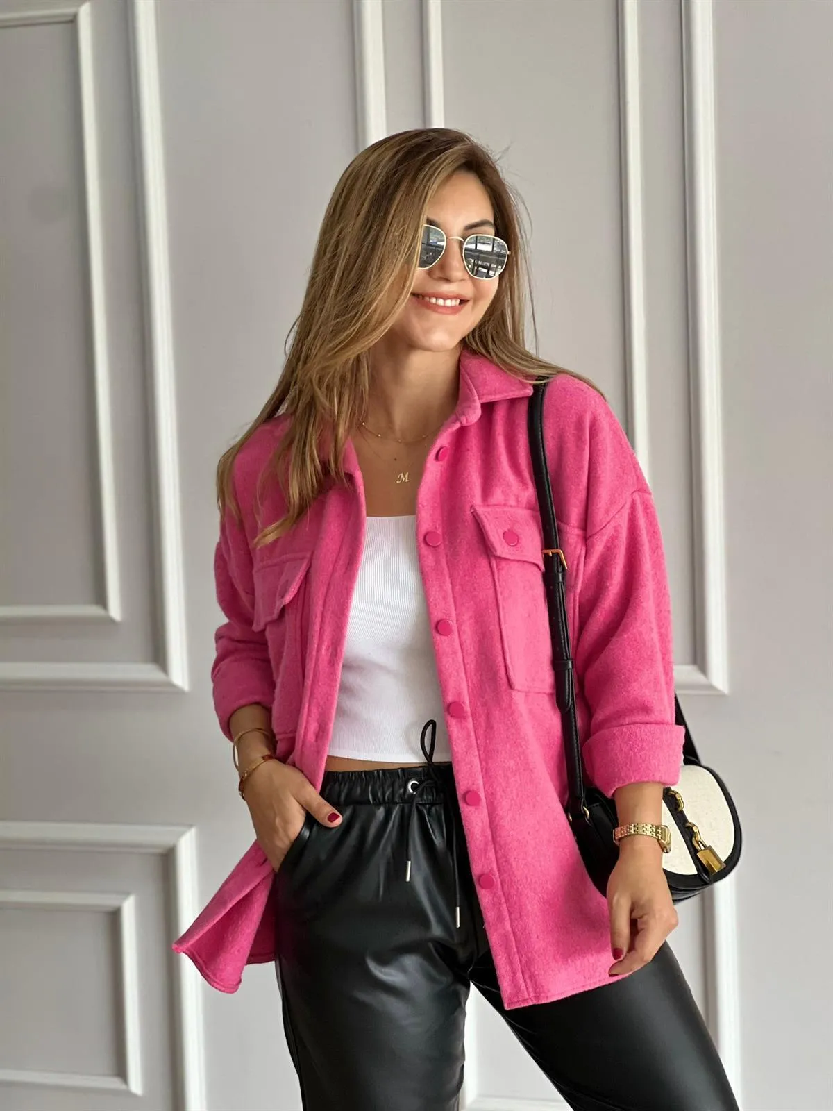 Emerald Green Long Sleeve Blouse Shacket