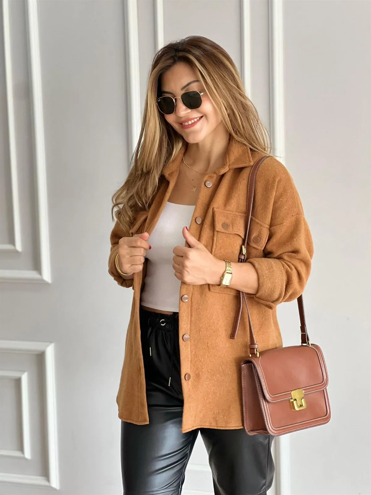 Emerald Green Long Sleeve Blouse Shacket