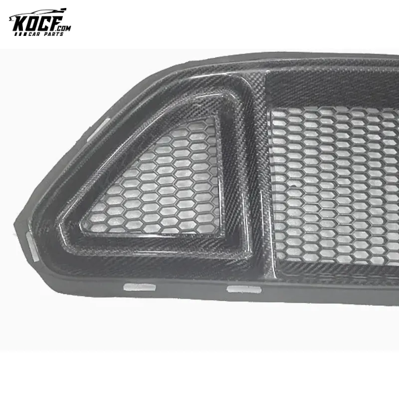 Fits 2015-17 Mustang Front Bumper Grille R Style Carbon Fiber Front Bumper Grille Trim Cover For Ford Mustang