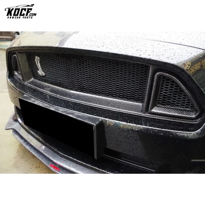 Fits 2015-17 Mustang Front Bumper Grille R Style Carbon Fiber Front Bumper Grille Trim Cover For Ford Mustang