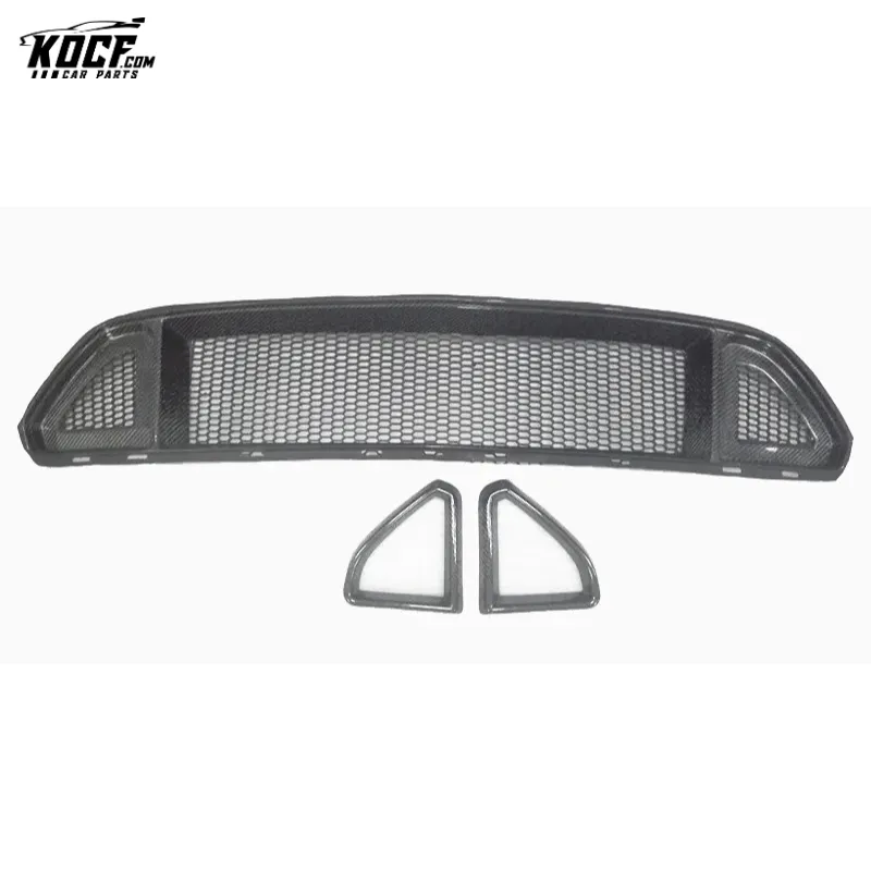 Fits 2015-17 Mustang Front Bumper Grille R Style Carbon Fiber Front Bumper Grille Trim Cover For Ford Mustang
