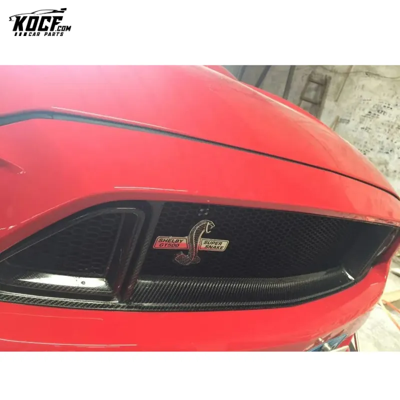 Fits 2015-17 Mustang Front Bumper Grille R Style Carbon Fiber Front Bumper Grille Trim Cover For Ford Mustang