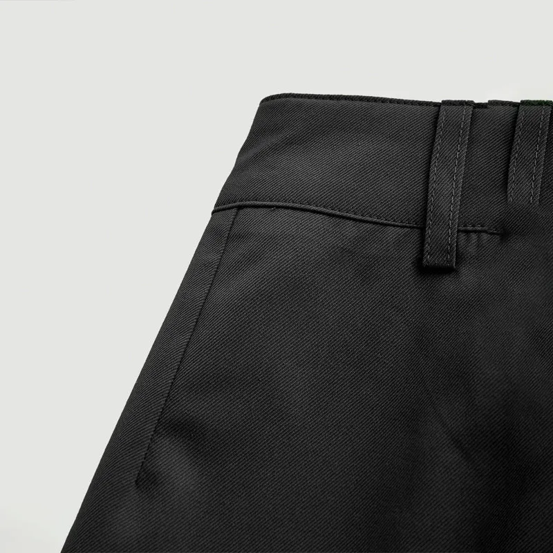 Flap Pocket Buckled Side Pleated Skirt