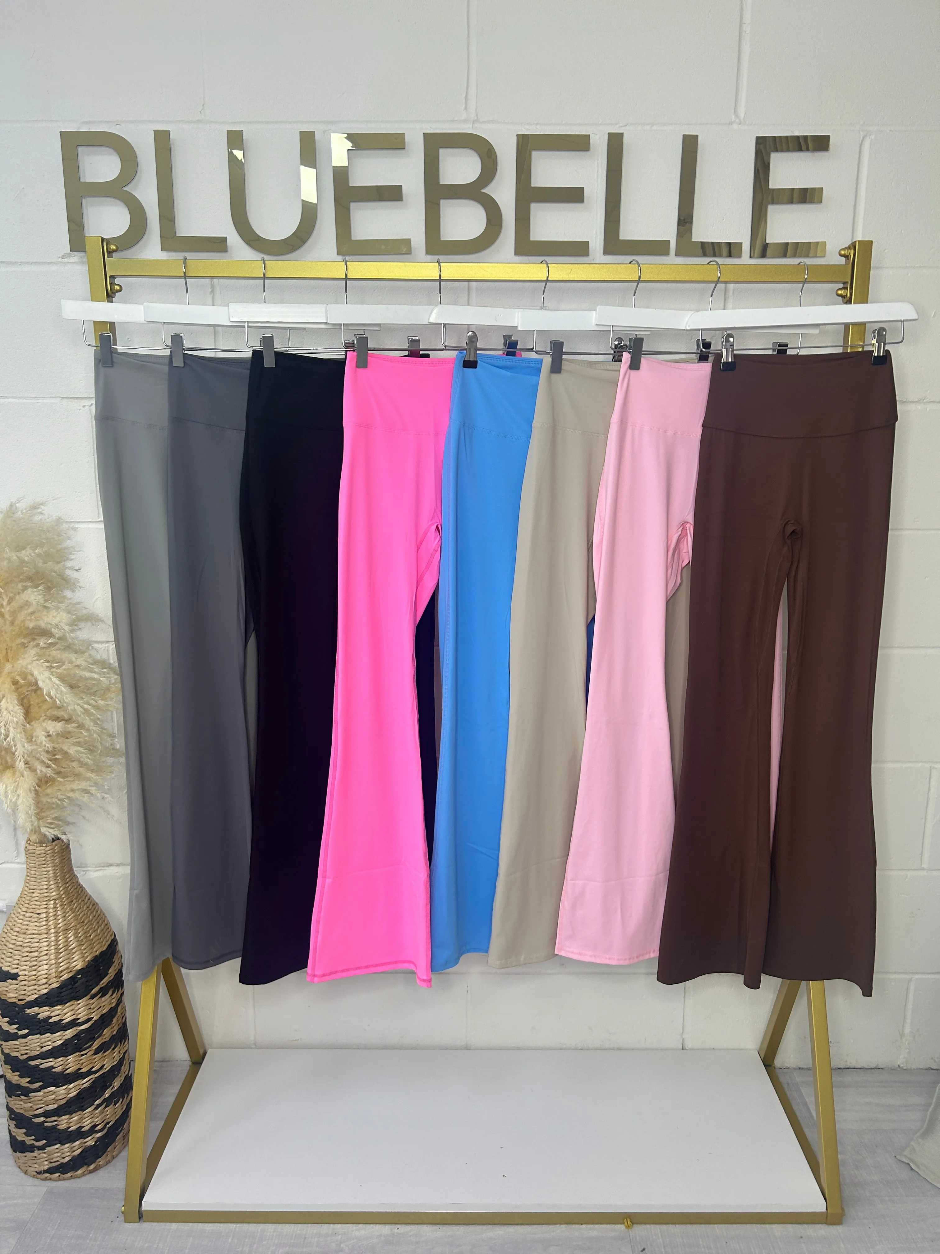 Flared High Waist Scrunch Bum Style Yoga Leggings All Colours - 3299