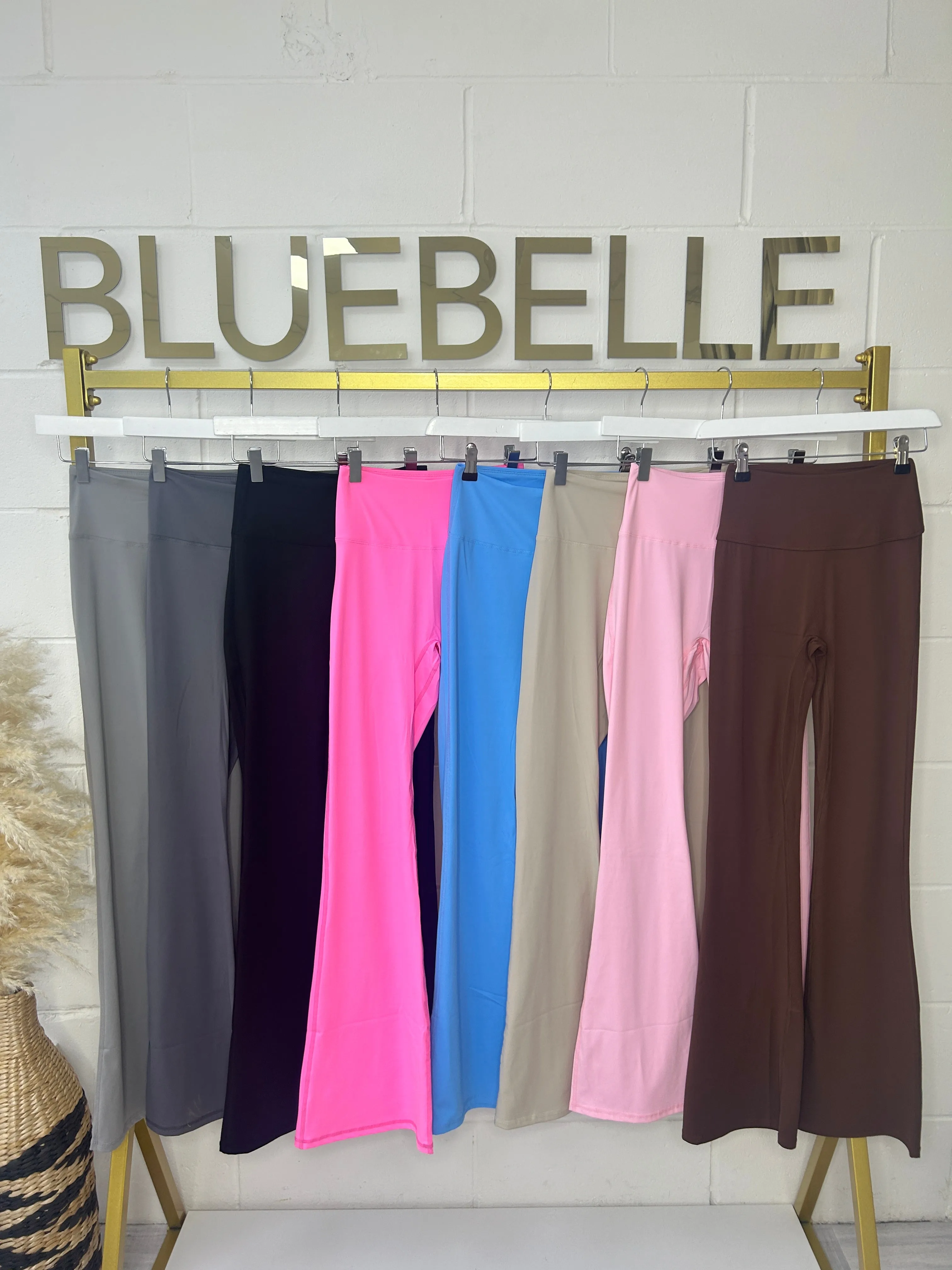 Flared High Waist Scrunch Bum Style Yoga Leggings All Colours - 3299