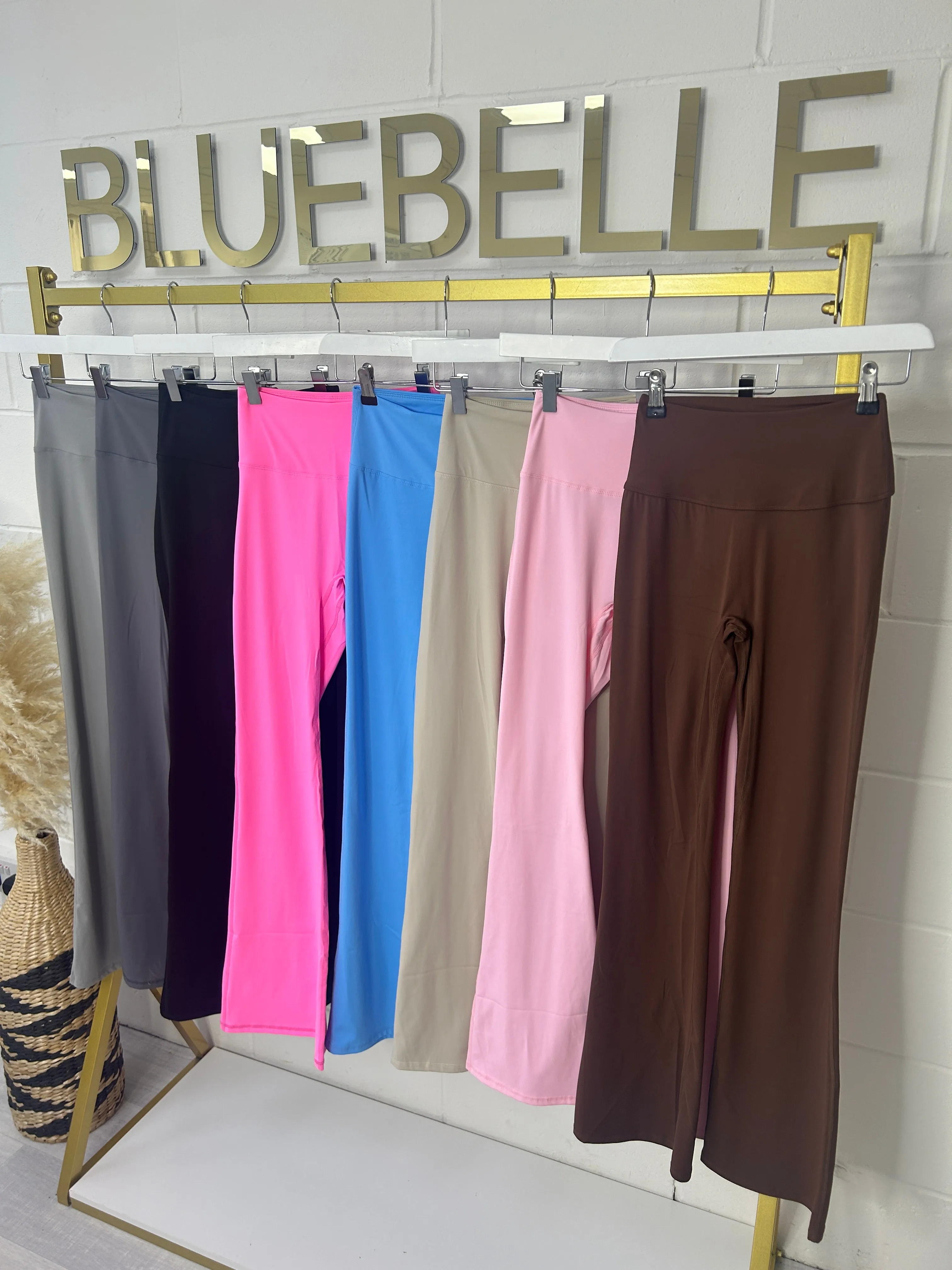 Flared High Waist Scrunch Bum Style Yoga Leggings All Colours - 3299