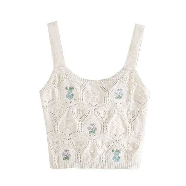 FLORAL EMBROIDERY CROPPED TOP