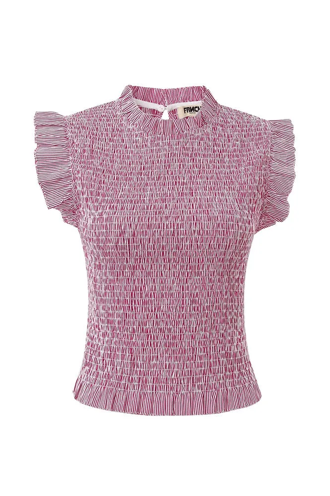 FRNCH Candelaria Red Stripe Smocked Top