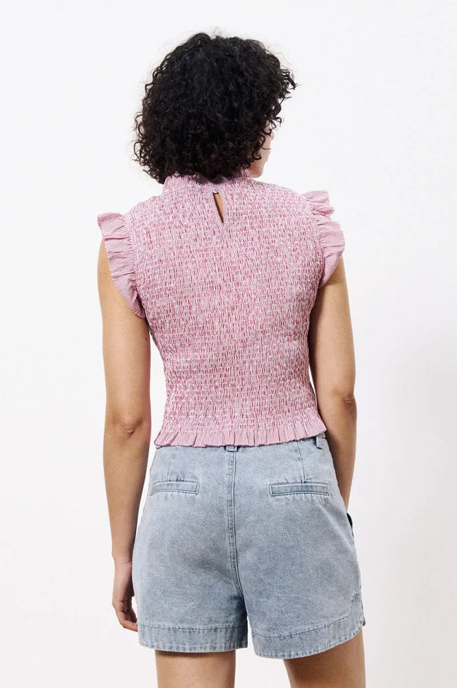 FRNCH Candelaria Red Stripe Smocked Top