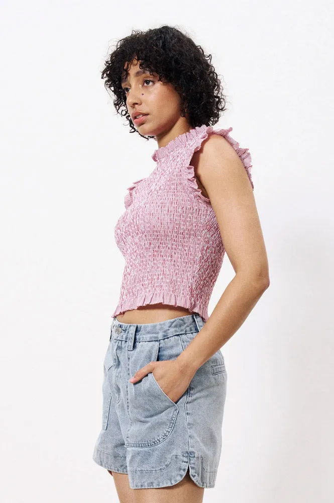FRNCH Candelaria Red Stripe Smocked Top