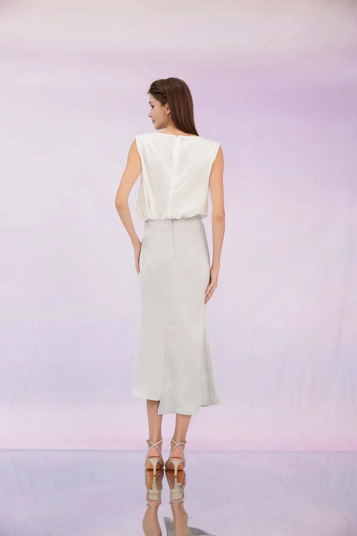 Galina White Cowl Neck Top