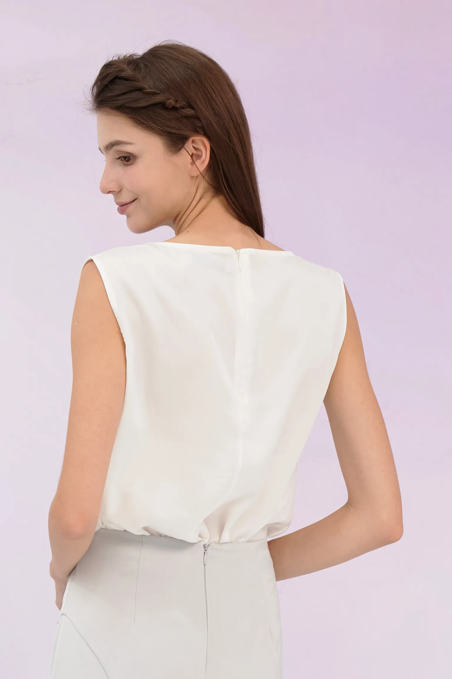 Galina White Cowl Neck Top