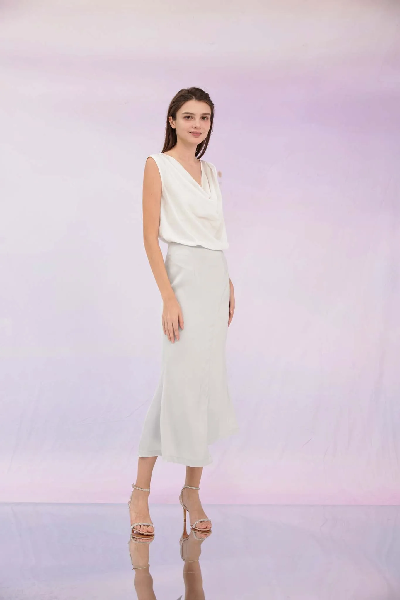 Galina White Cowl Neck Top