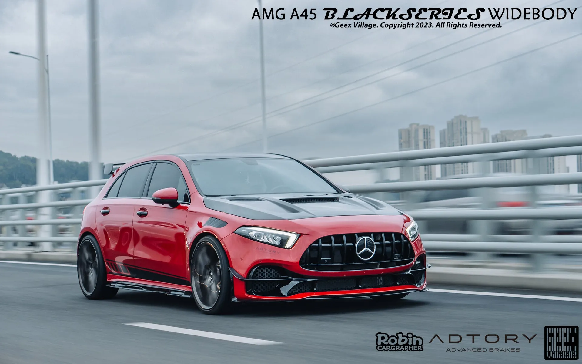Geex Village Blackseries Style Side Skirts for Mercedes Benz A-Class AMG A45 A35 A220 W177 V177 2019-ON Carbon Fiber