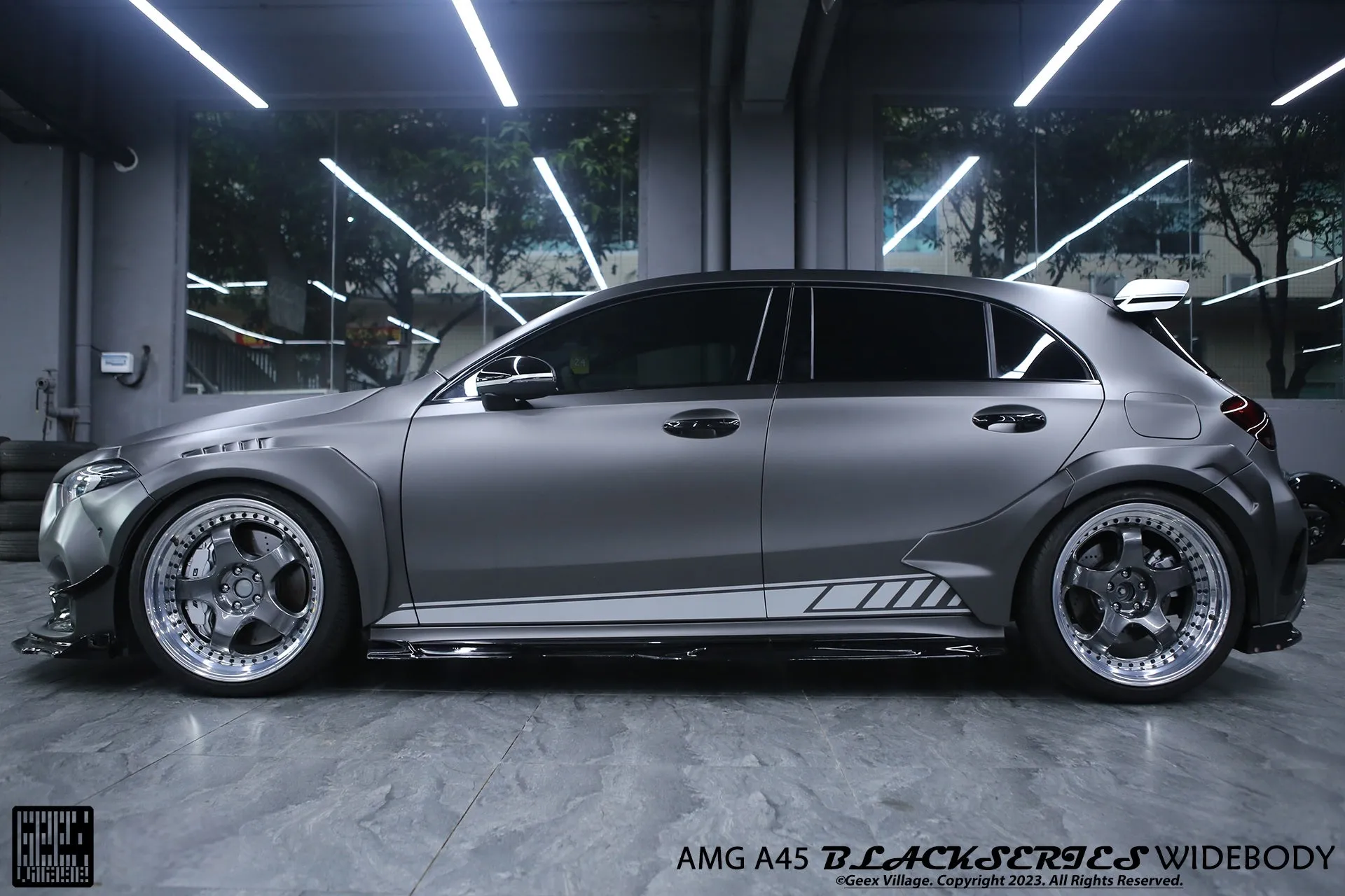 Geex Village Blackseries Style Side Skirts for Mercedes Benz A-Class AMG A45 A35 A220 W177 V177 2019-ON Carbon Fiber
