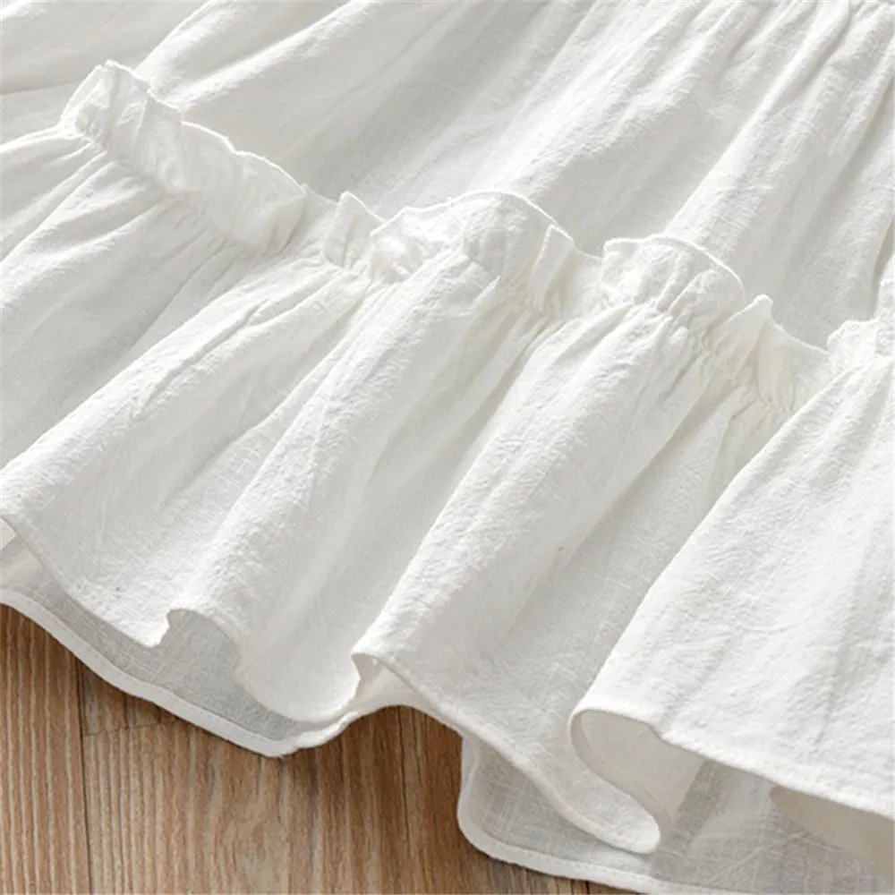 Girls Solid Long Sleeve Casual Tops