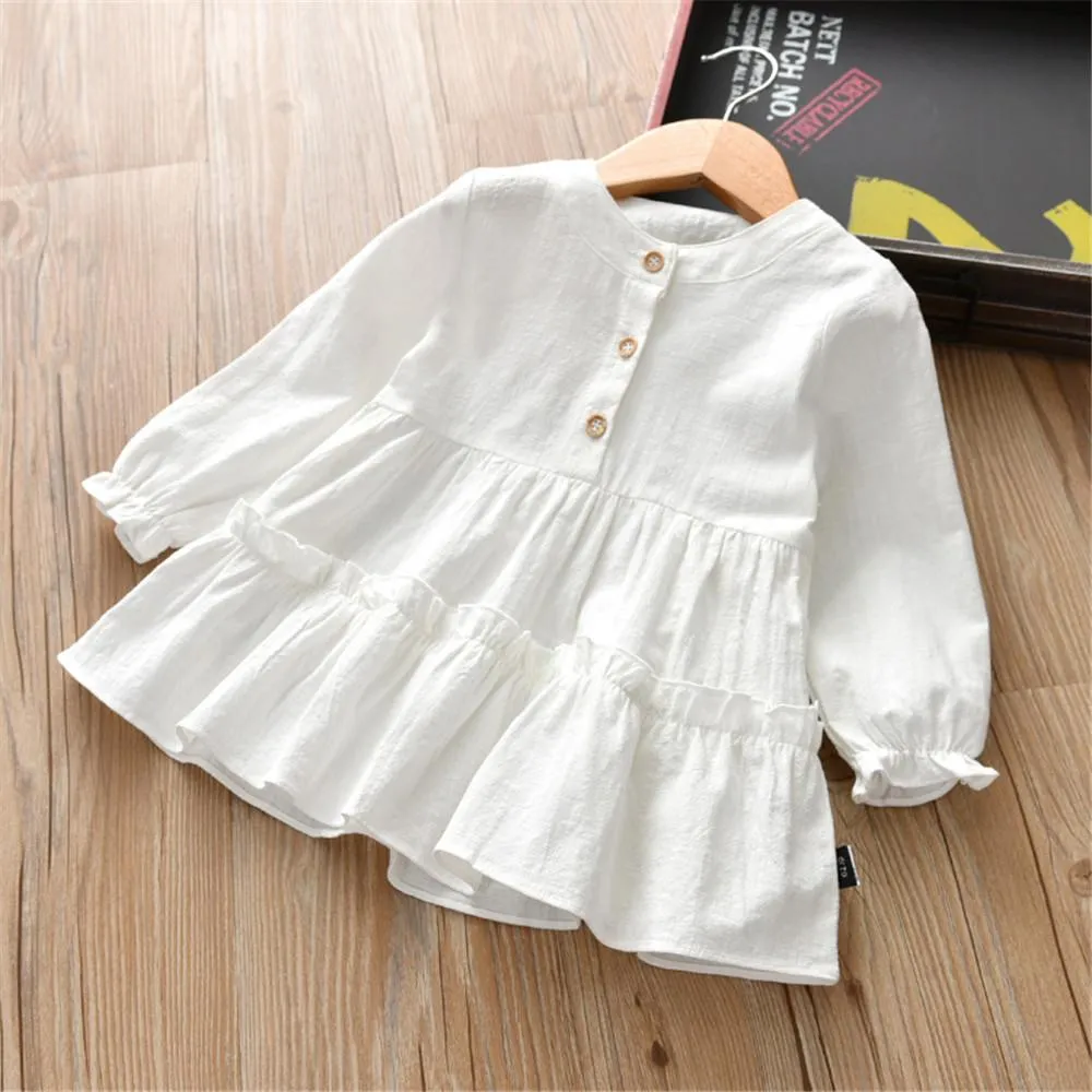 Girls Solid Long Sleeve Casual Tops