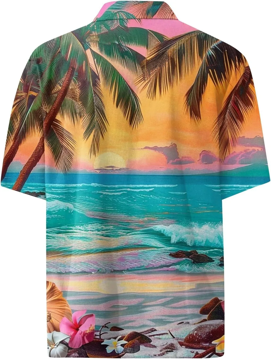 Hawaiian Button Down Shirts for Men Short Sleeve Tropical Print Tops Casual Loose Summer Beach Vacation Blouses