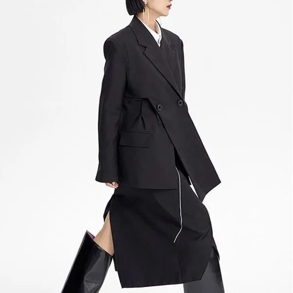 Irregular Cross Slit Blazer